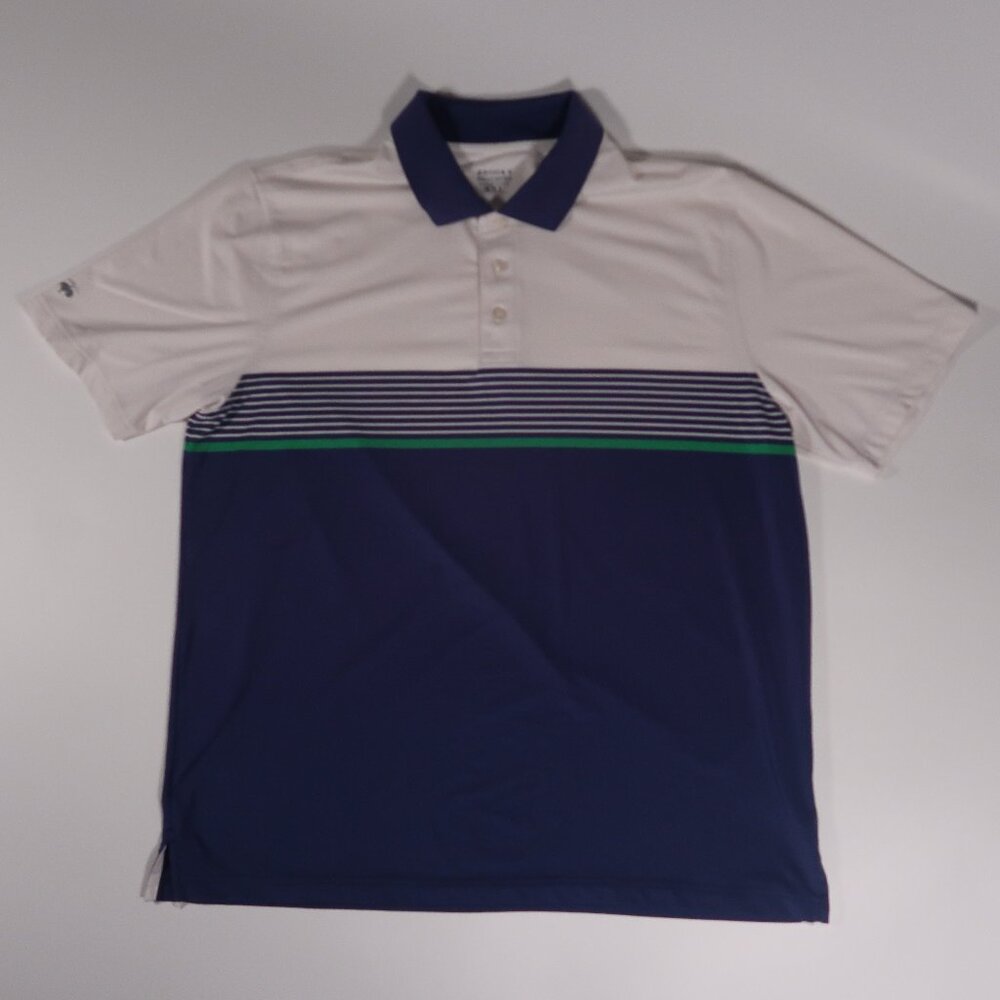 Brooks Brothers Performance Series Golf Polo Mens Stripped Blue Collar XXL